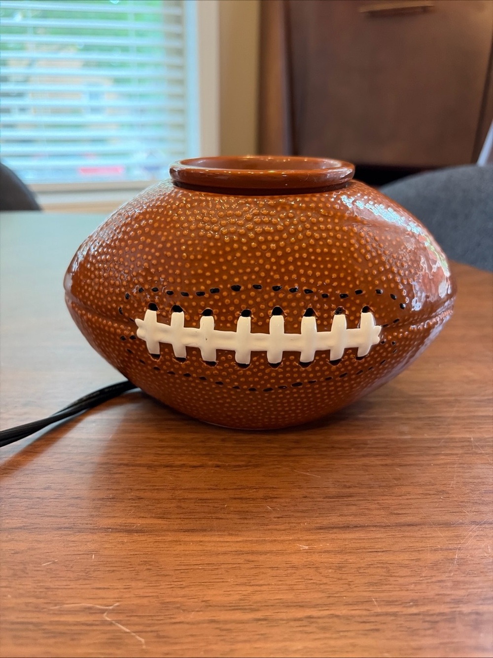 Partylite Football Plug-In Electric Wax Warmer Brown Ceramic EUC